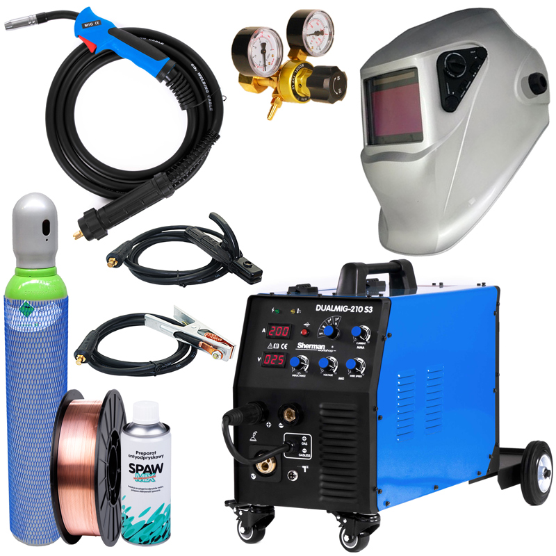 sherman dualmig 210 s3 lutospawanie z przyłbicą